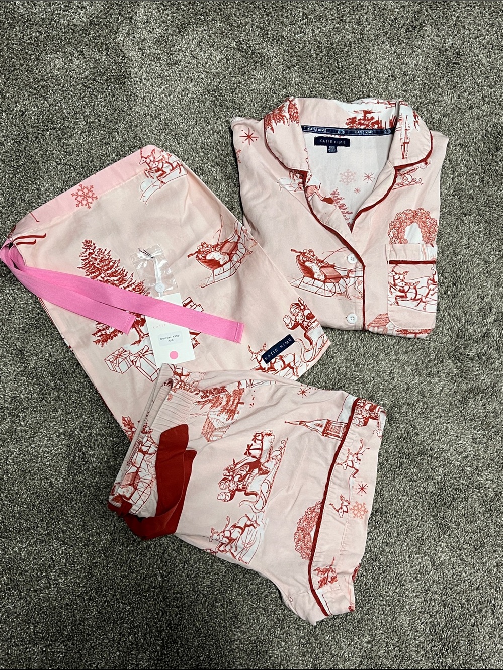 Katie Kime Holiday Toile Matching Pajama Short Set Sz Small Christmas Novelty